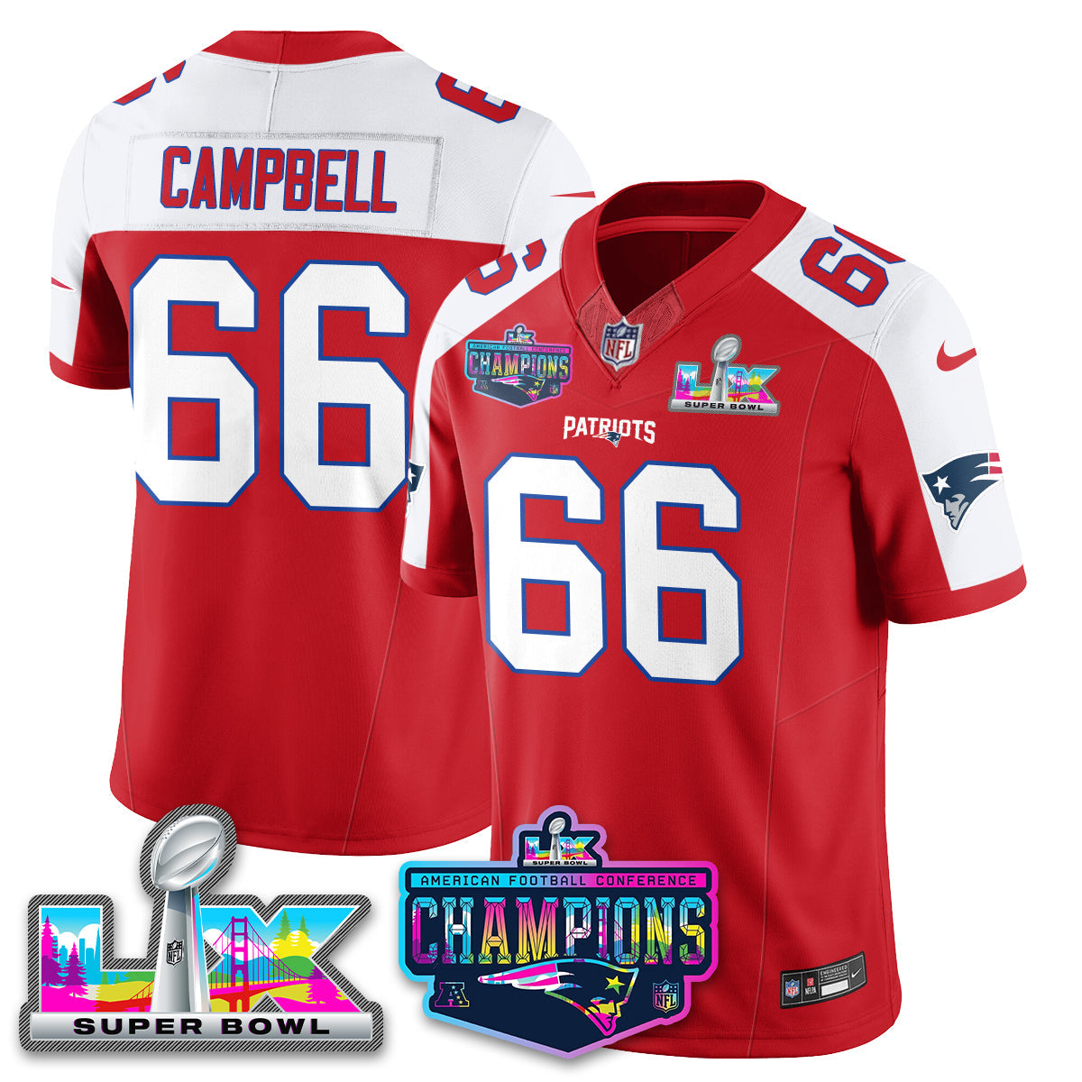 Women's NE 2025 Vapor Jersey - AFC Champions Limited Patch - All Stitched