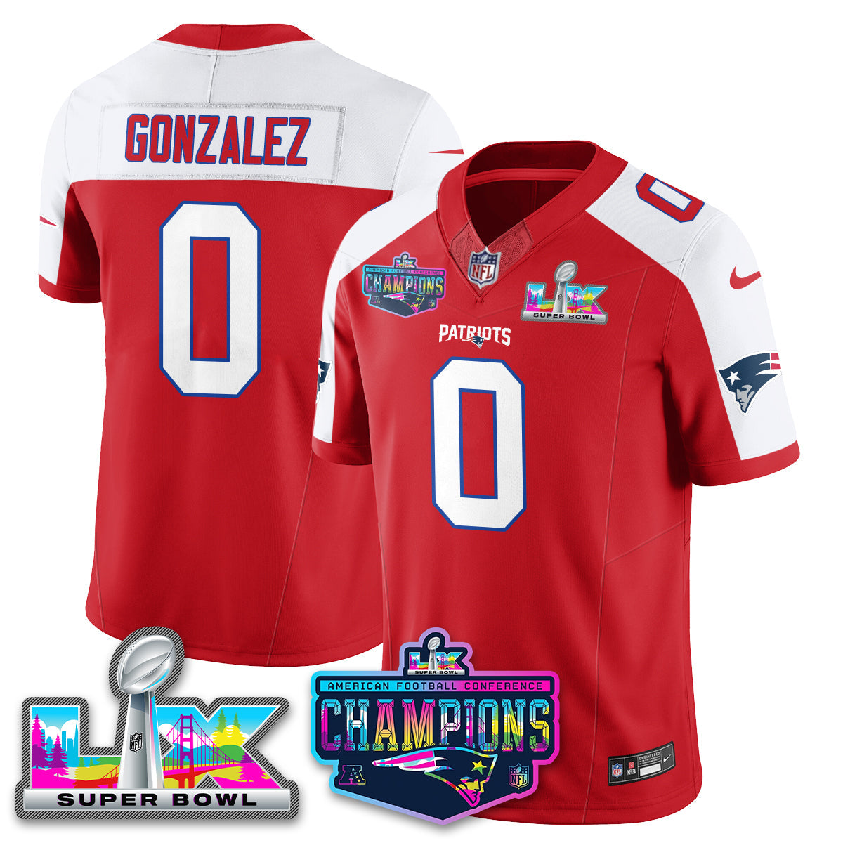 Women's NE 2025 Vapor Jersey - AFC Champions Limited Patch - All Stitched