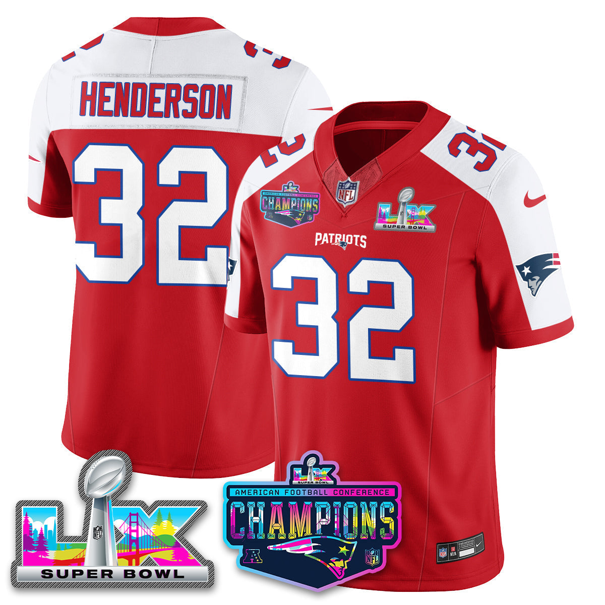 Women's NE 2025 Vapor Jersey - AFC Champions Limited Patch - All Stitched