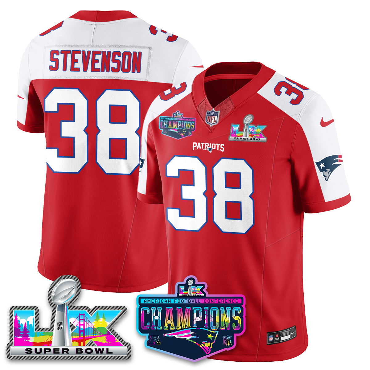 Women's NE 2025 Vapor Jersey - AFC Champions Limited Patch - All Stitched