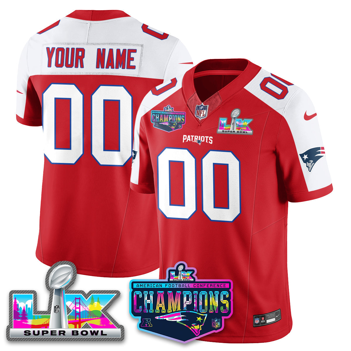 Custom NE 2025 Vapor Jersey - AFC Champions Limited Patch - All Stitched