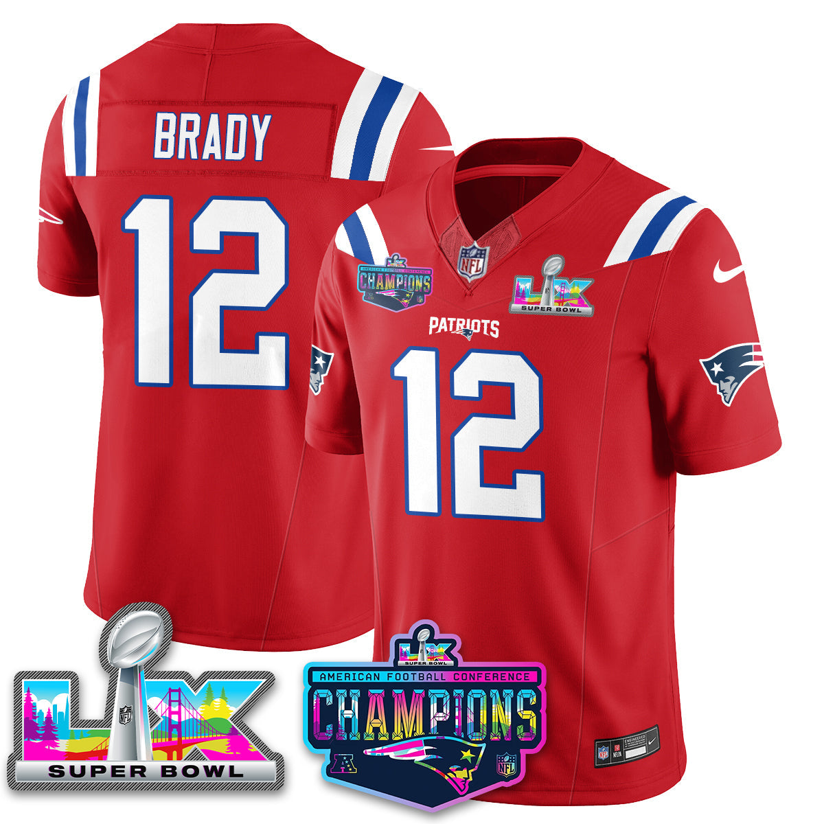 Women's NE 2025 Vapor Jersey - AFC Champions Limited Patch - All Stitched