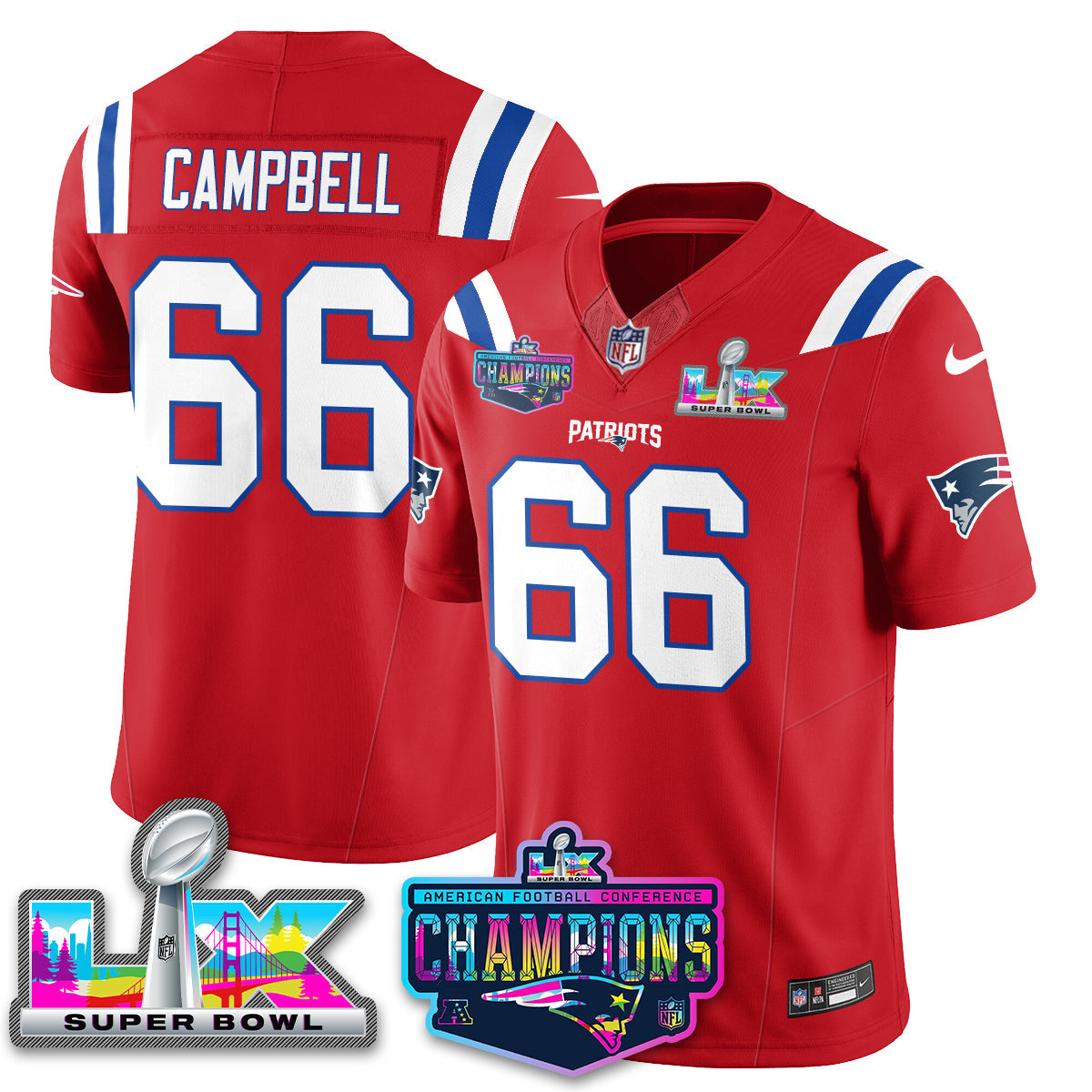 NE 2025 Vapor Jersey - AFC Champions Limited Patch - All Stitched