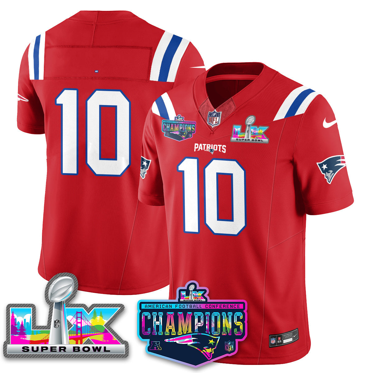 Women's NE 2025 Vapor Jersey - AFC Champions Limited Patch - All Stitched