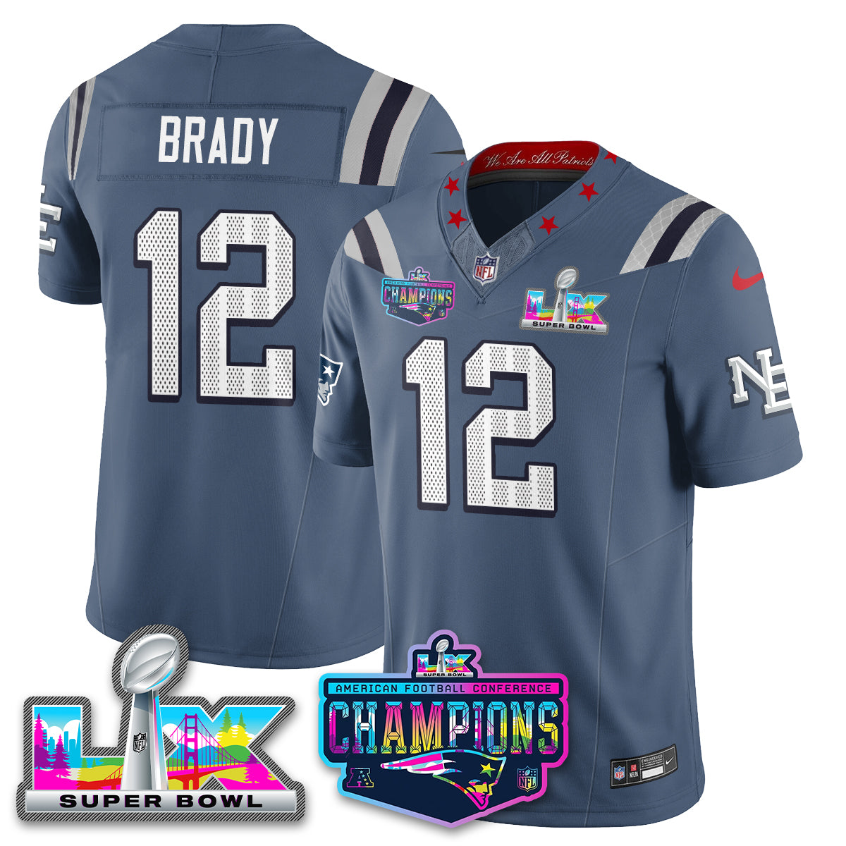 Women's NE 2025 Vapor Jersey - AFC Champions Limited Patch - All Stitched
