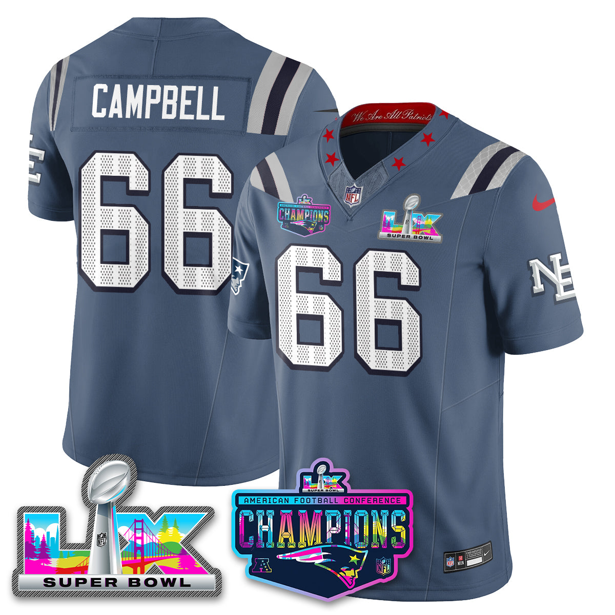 Women's NE 2025 Vapor Jersey - AFC Champions Limited Patch - All Stitched