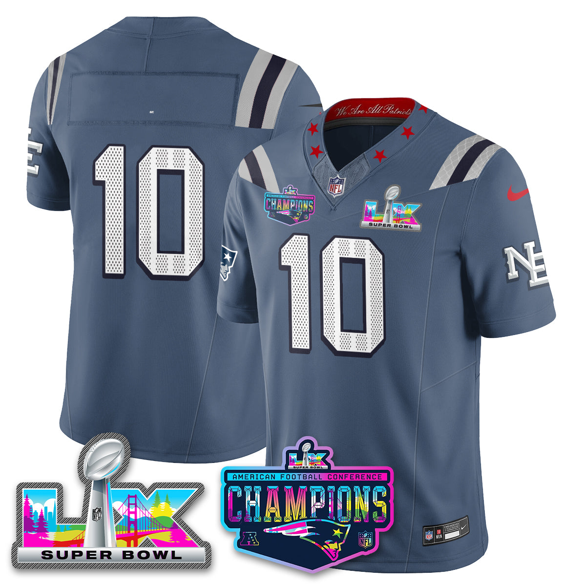 Women's NE 2025 Vapor Jersey - AFC Champions Limited Patch - All Stitched