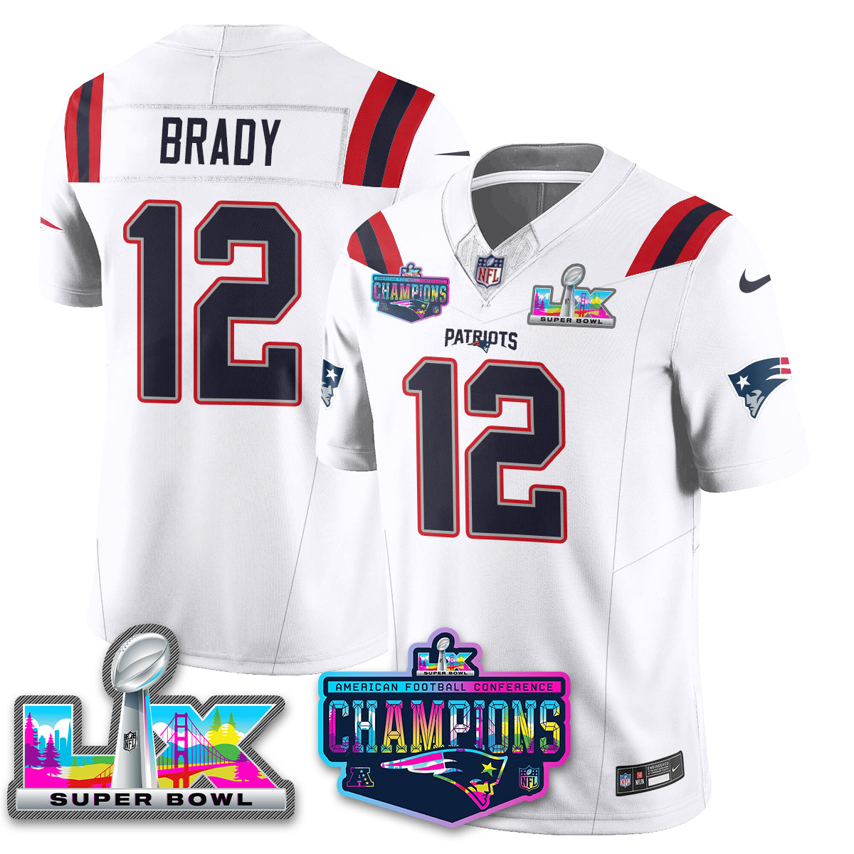 Women's NE 2025 Vapor Jersey - AFC Champions Limited Patch - All Stitched