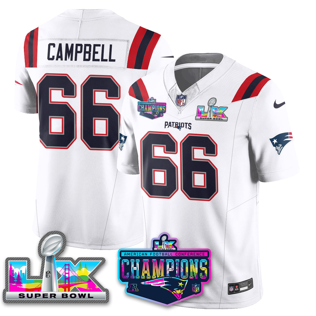 Women's NE 2025 Vapor Jersey - AFC Champions Limited Patch - All Stitched