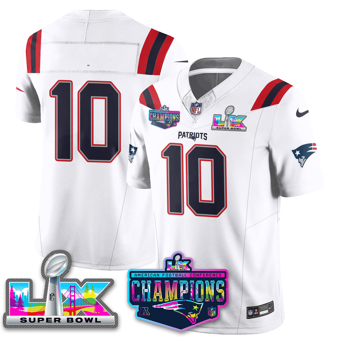 Women's NE 2025 Vapor Jersey - AFC Champions Limited Patch - All Stitched