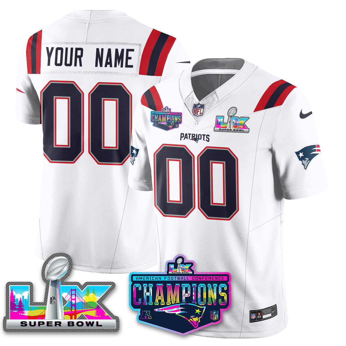 NE 2025 Vapor Jersey - AFC Champions Limited Patch - All Stitched
