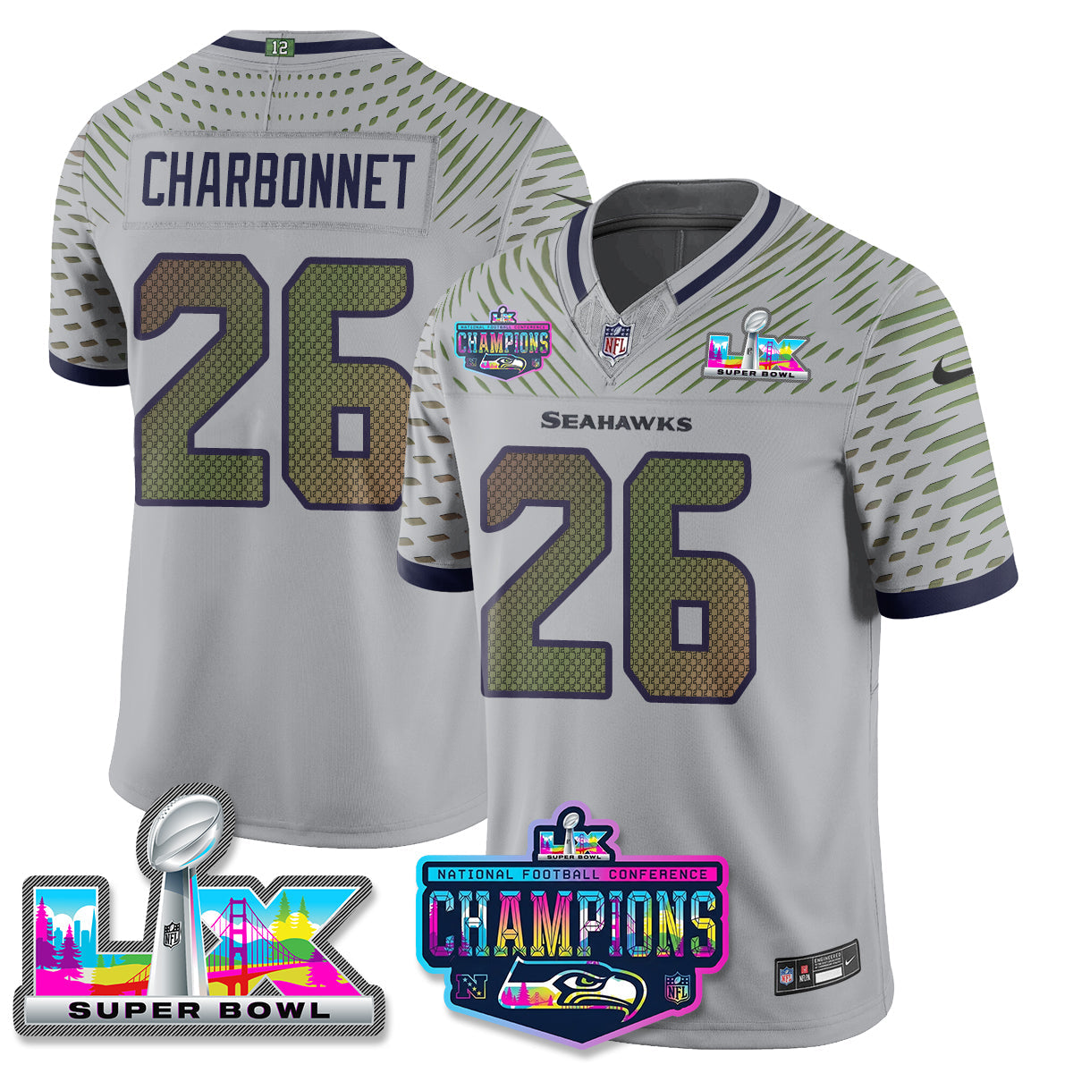 Women's SEA 2025 Vapor Limited Jersey - NFC Champions Limited Patch - All Stitched