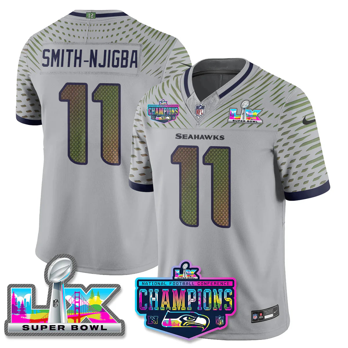 SEA 50th & NFC West Champions Patch Vapor Limited Jersey - All Stitched