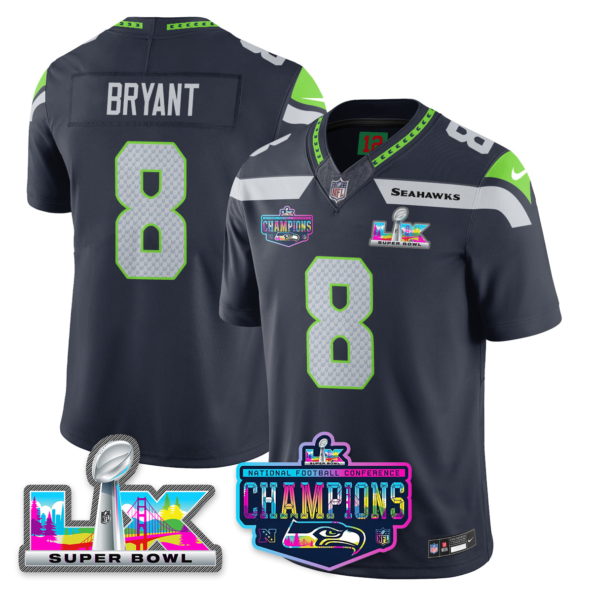 Women's SEA 2025 Vapor Limited Jersey - NFC Champions Limited Patch - All Stitched
