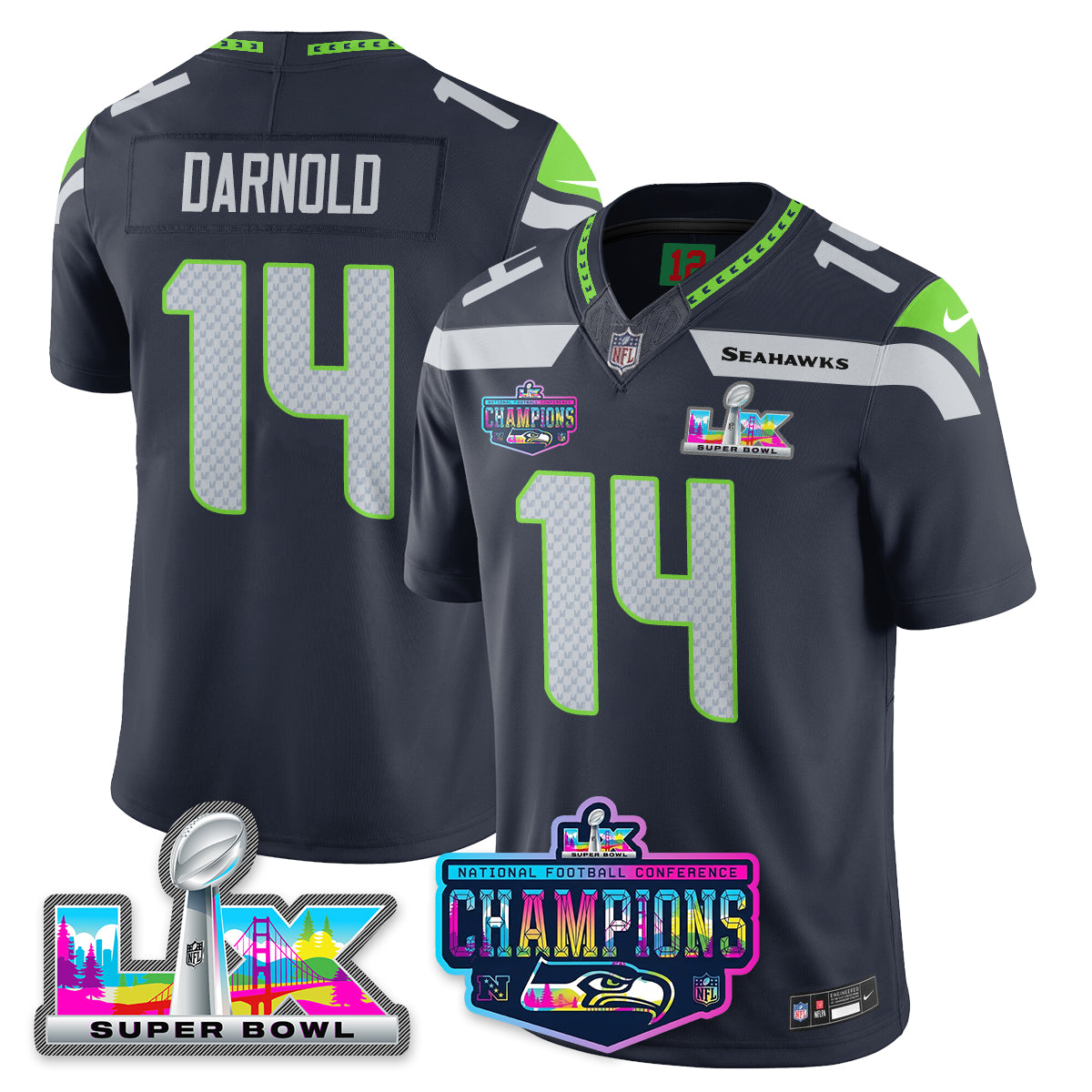 Women's SEA 2025 Vapor Limited Jersey - NFC Champions Limited Patch - All Stitched