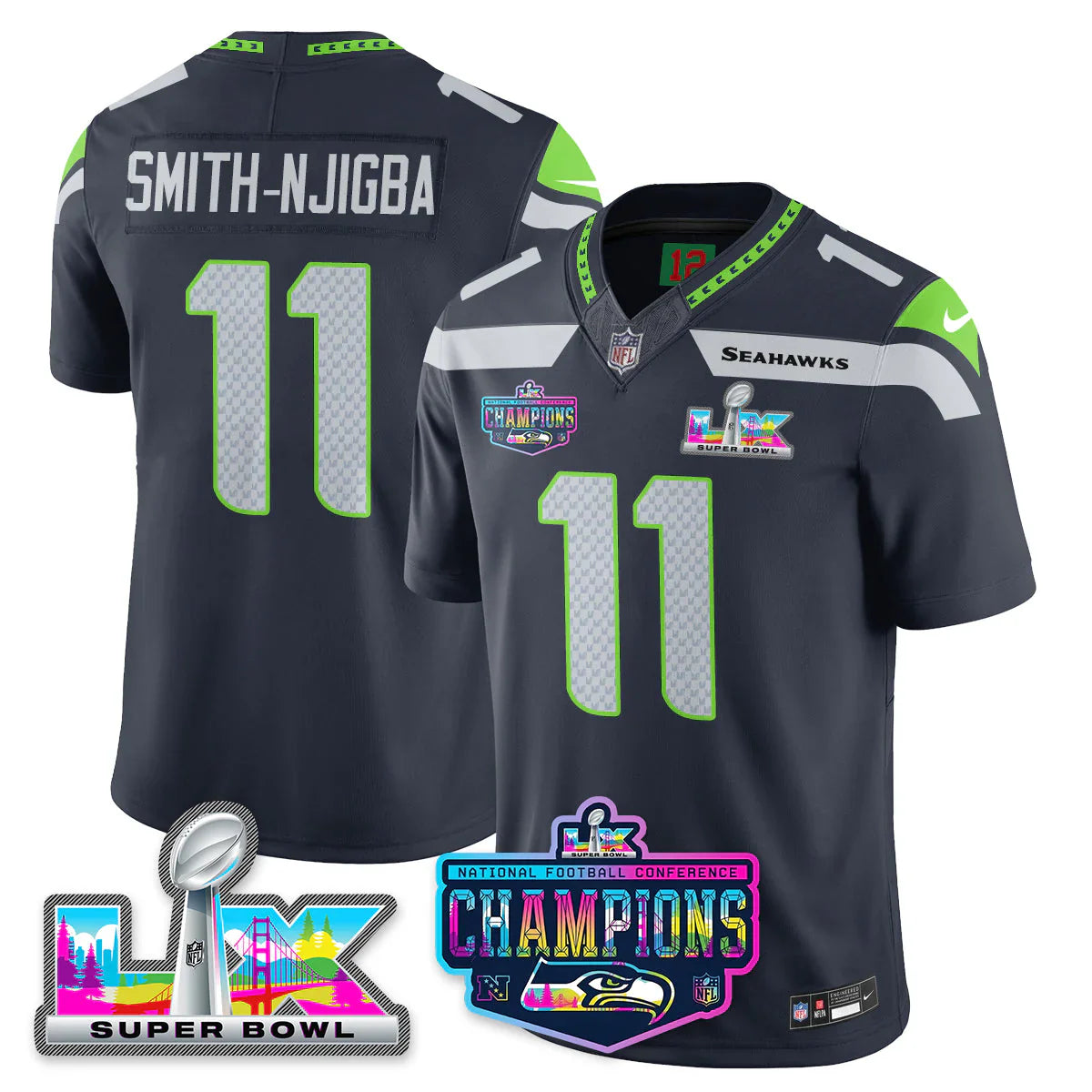SEA SB LX Game Patch Jersey - All Stitched