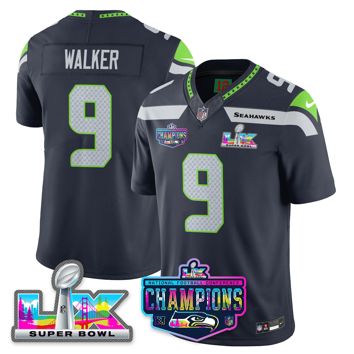 Women's SEA 2025 Vapor Limited Jersey - NFC Champions Limited Patch - All Stitched