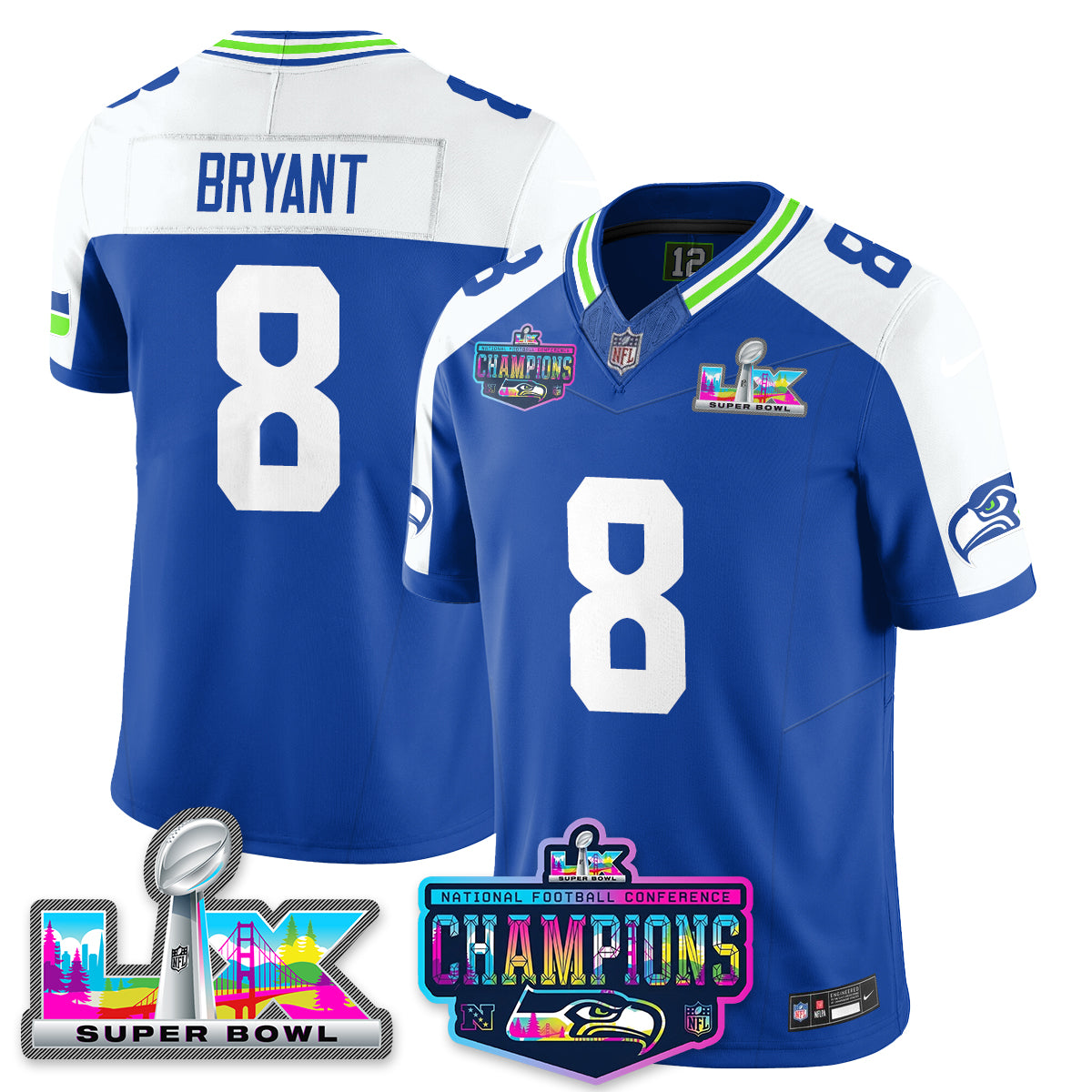 Women's SEA 2025 Vapor Limited Jersey - NFC Champions Limited Patch - All Stitched