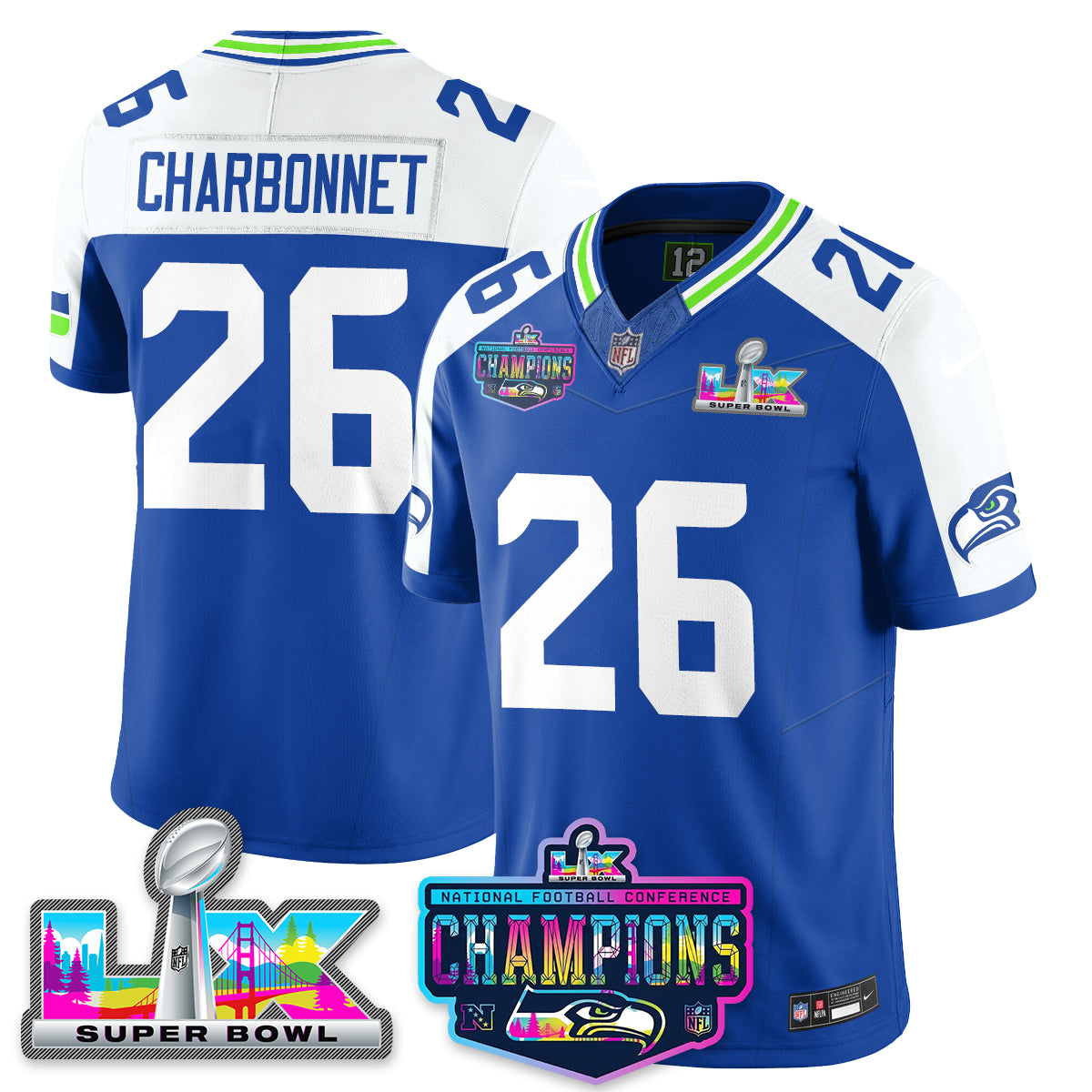 Women's SEA 2025 Vapor Limited Jersey - NFC Champions Limited Patch - All Stitched