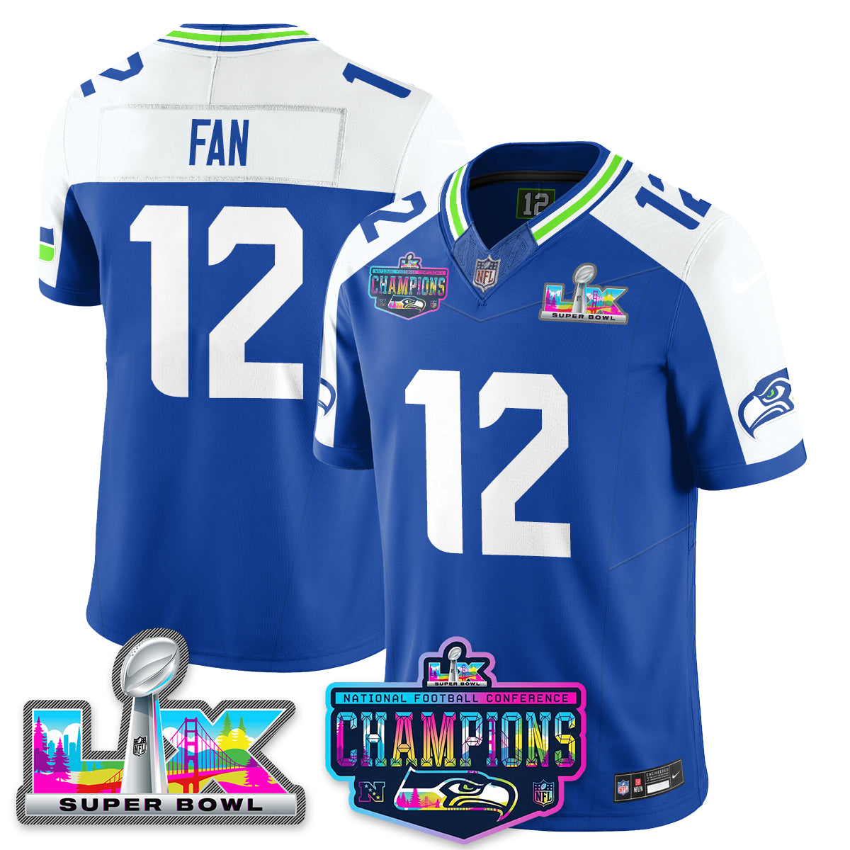 Women's SEA 2025 Vapor Limited Jersey - NFC Champions Limited Patch - All Stitched