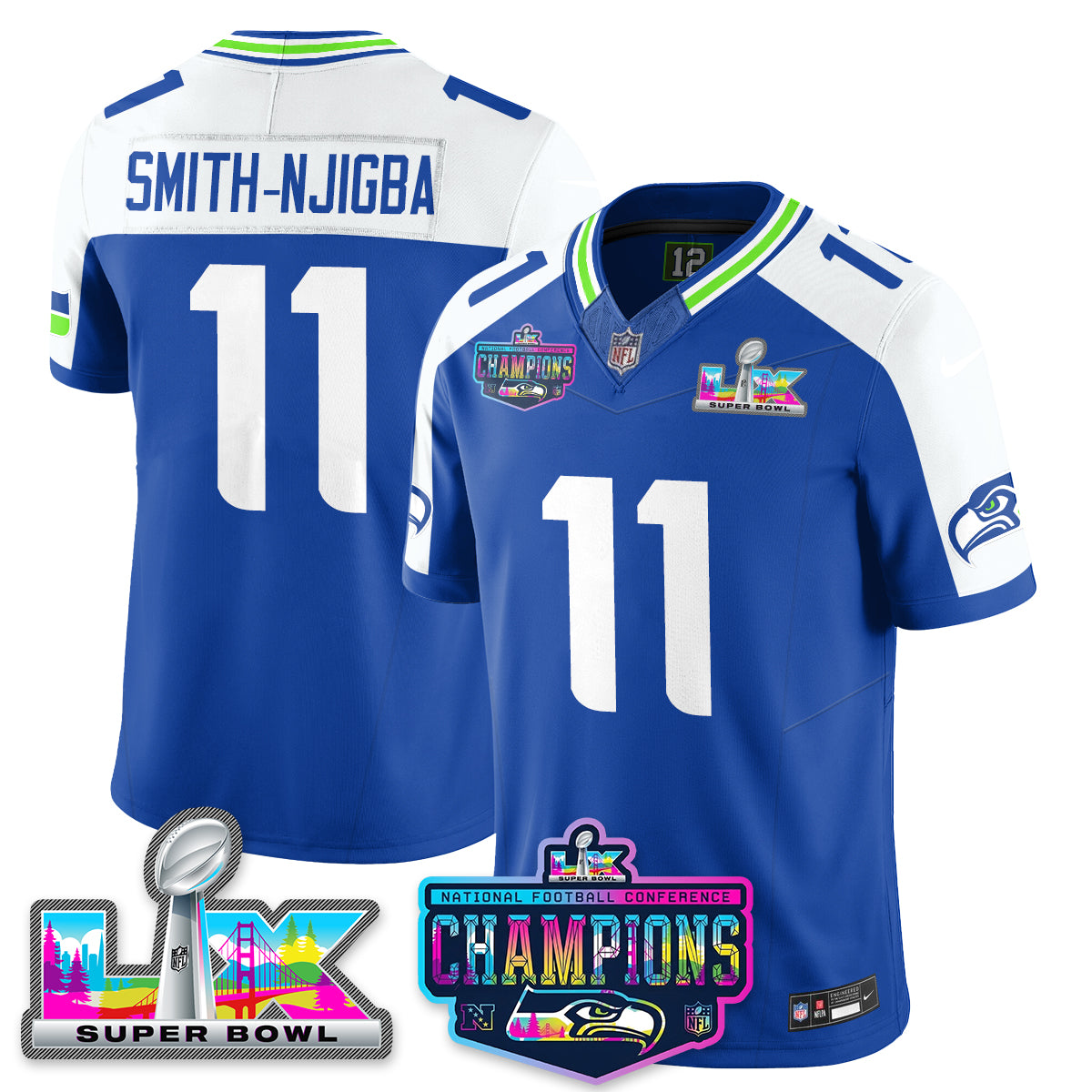 Women's SEA 2025 Vapor Limited Jersey - NFC Champions Limited Patch - All Stitched