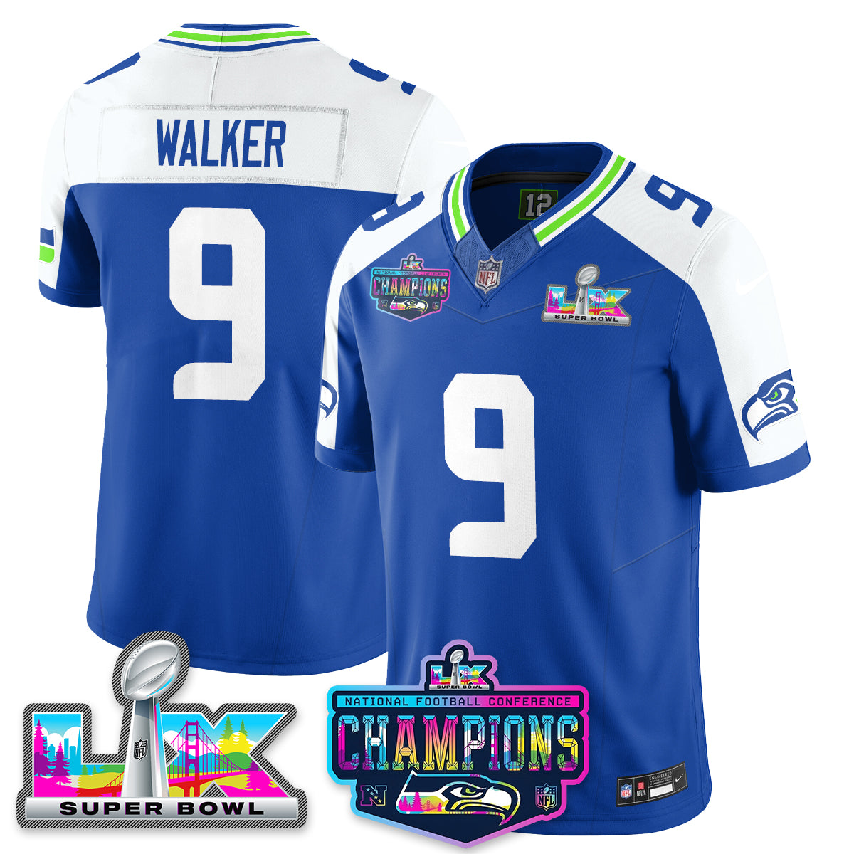 Women's SEA 2025 Vapor Limited Jersey - NFC Champions Limited Patch - All Stitched