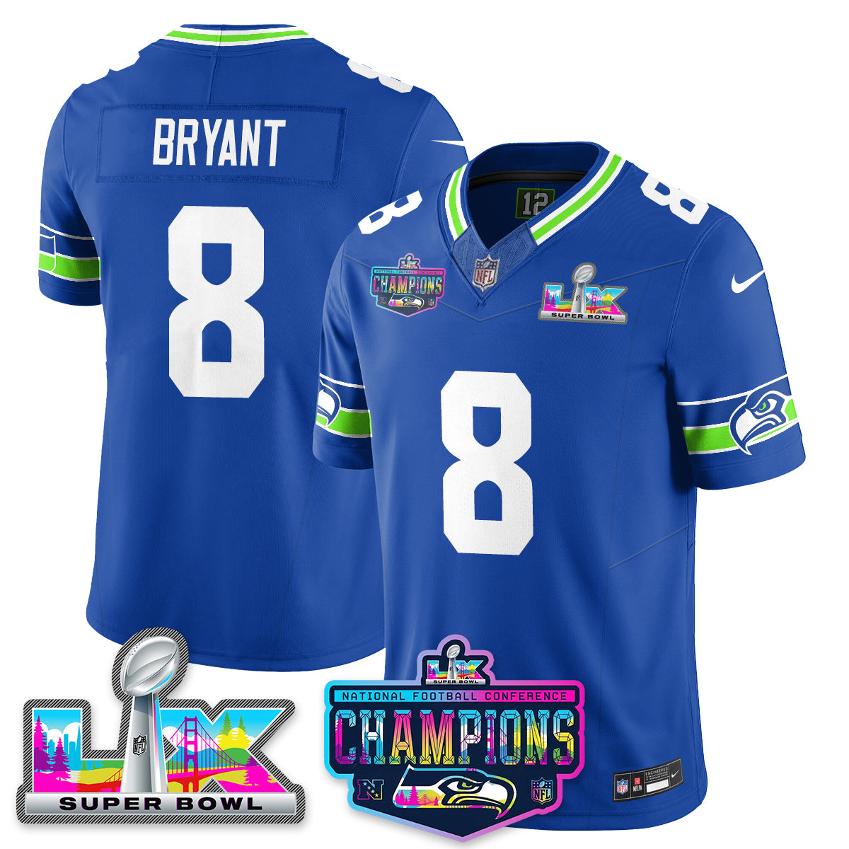 Women's SEA 2025 Vapor Limited Jersey - NFC Champions Limited Patch - All Stitched