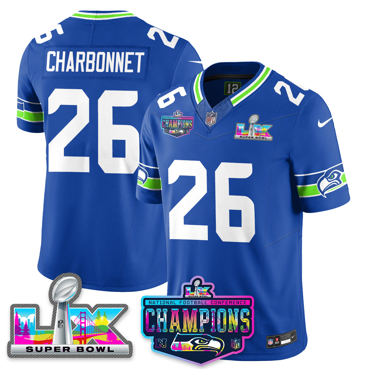 Women's SEA 2025 Vapor Limited Jersey - NFC Champions Limited Patch - All Stitched