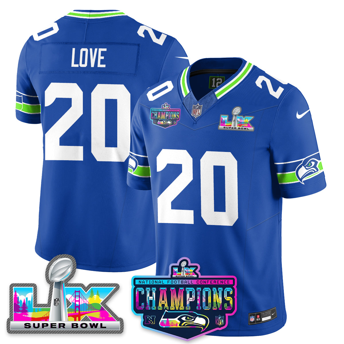Women's SEA 2025 Vapor Limited Jersey - NFC Champions Limited Patch - All Stitched