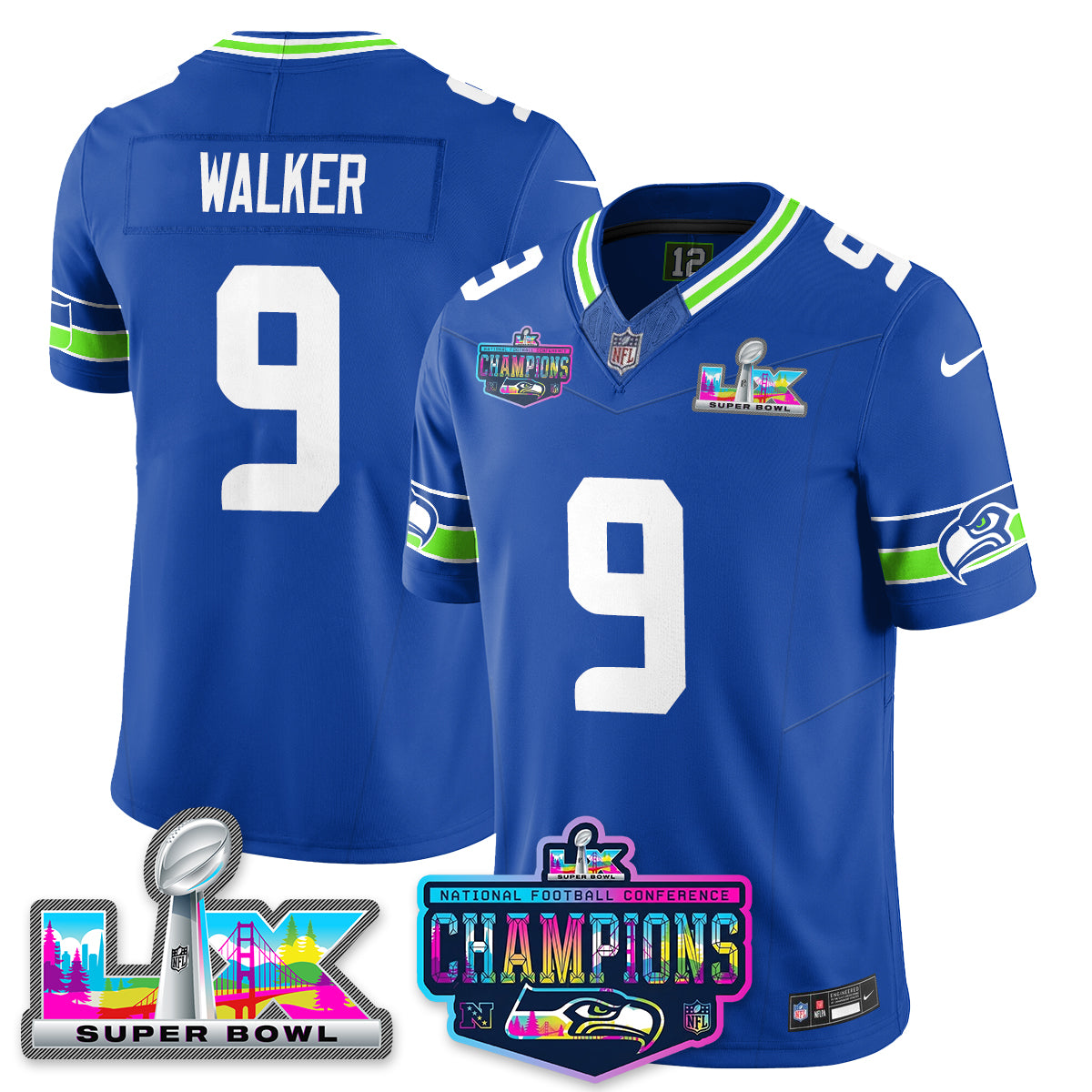SEA 2025 Vapor Limited Jersey - NFC Champions Limited Patch - All Stitched
