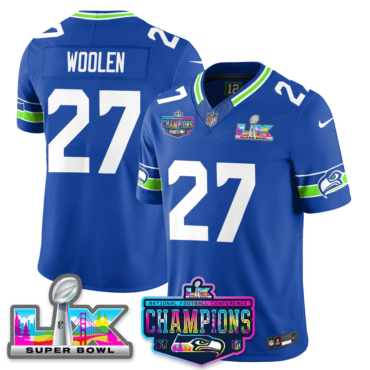 Women's SEA 2025 Vapor Limited Jersey - NFC Champions Limited Patch - All Stitched