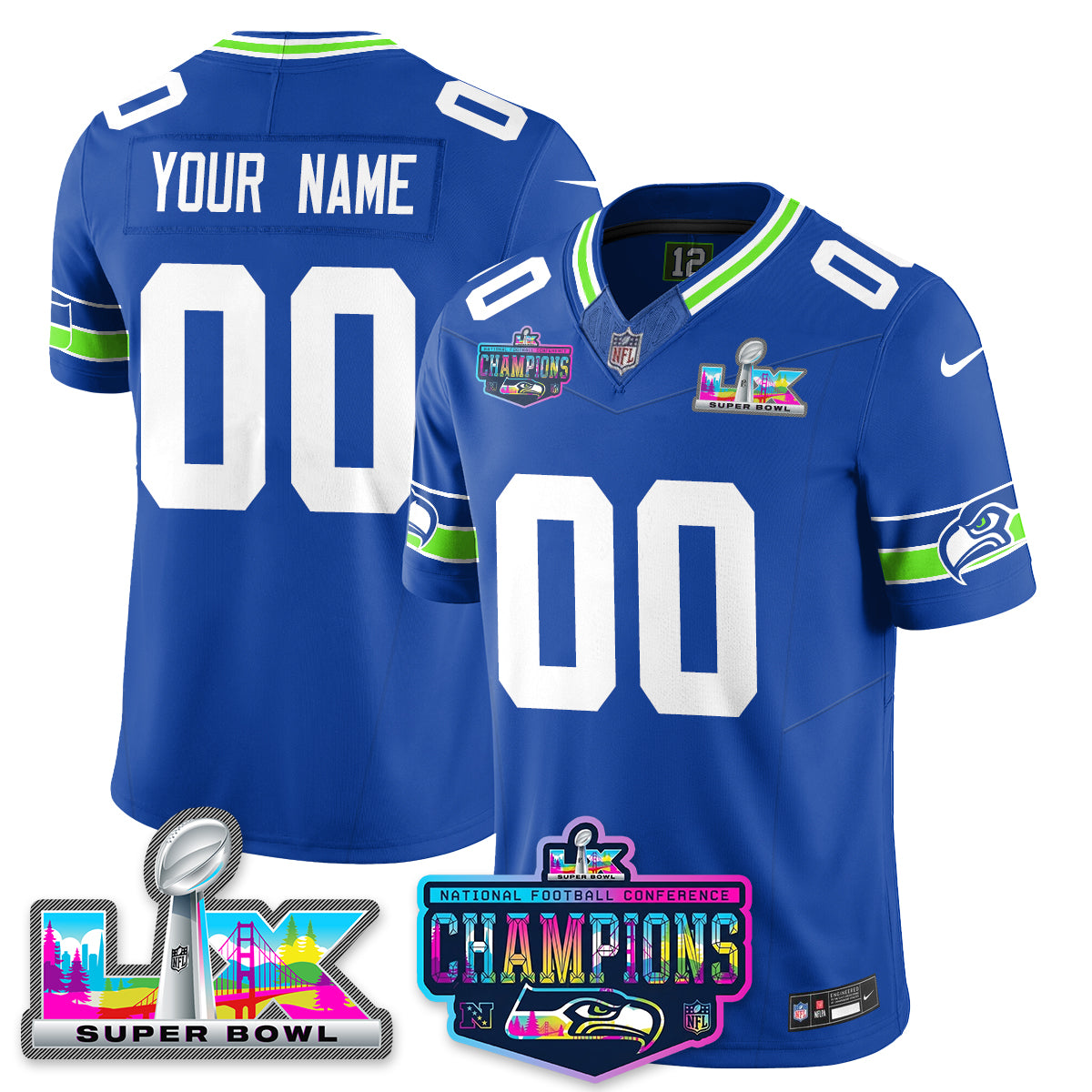 Women's SEA 2025 Vapor Limited Jersey - NFC Champions Limited Patch - All Stitched