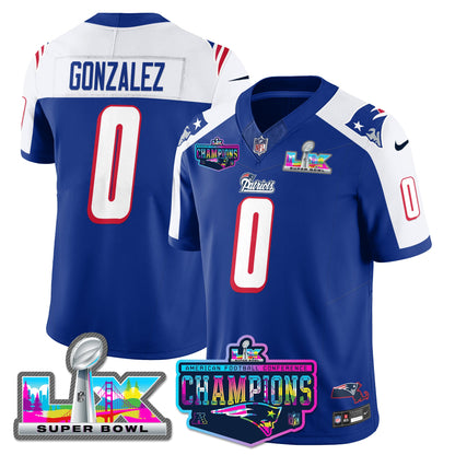 NE 1996 Throwback Limited Vapor Jersey - 2025 AFC Champions Limited Patch - All Stitched