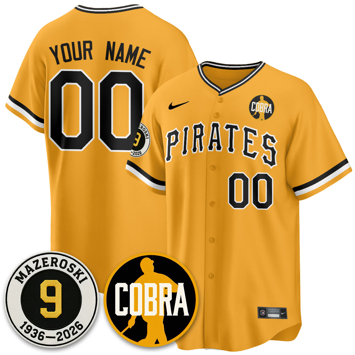 PIT Memories Vapor Limited Custom Jersey - Bill Mazeroski Patch - All Stitched