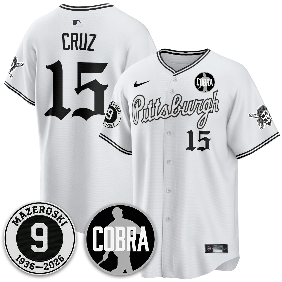 PIT Memories Vapor Limited Gothic Jersey - Bill Mazeroski Patch - All Stitched