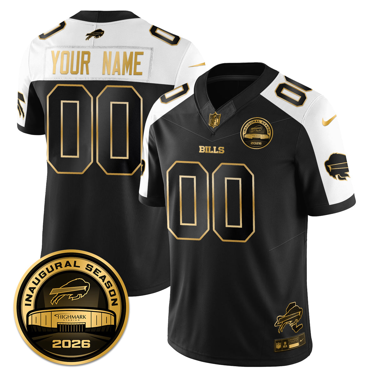 Custom BUF 2026 Inaugural Season Patch Vapor Limited Gold Jersey - All Stitched