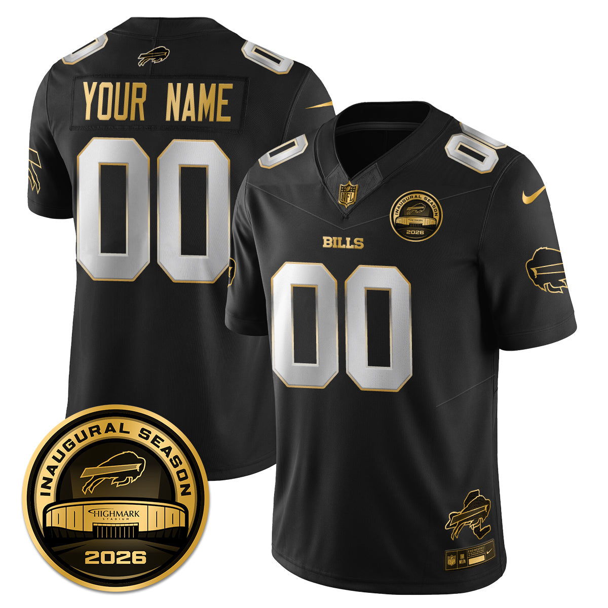 Custom BUF 2026 Inaugural Season Patch Vapor Limited Gold Jersey - All Stitched