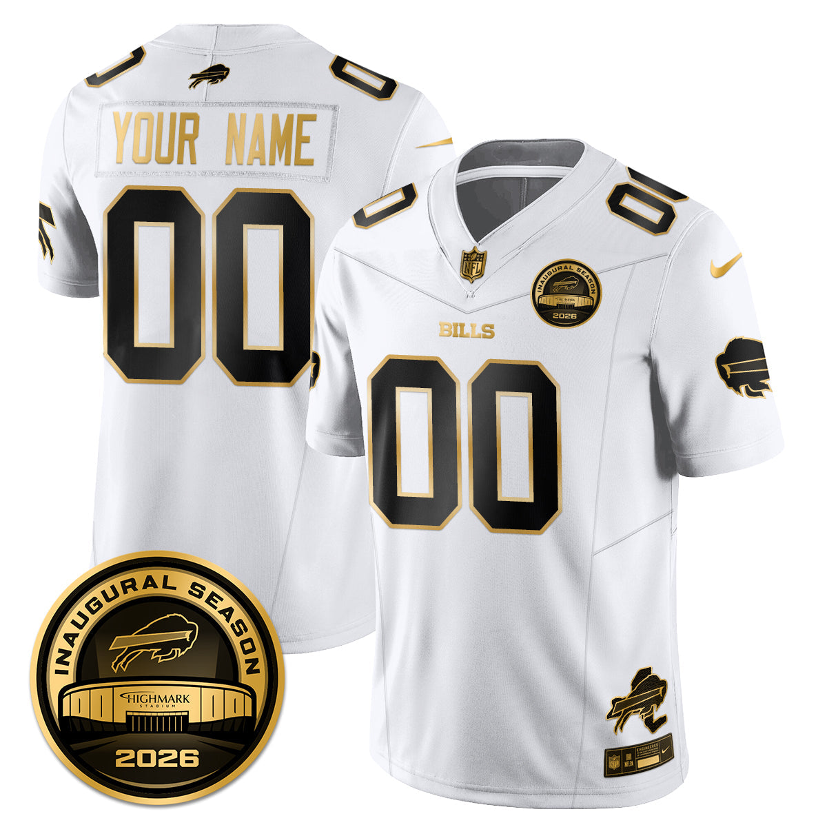 Custom BUF 2026 Inaugural Season Patch Vapor Limited Gold Jersey - All Stitched