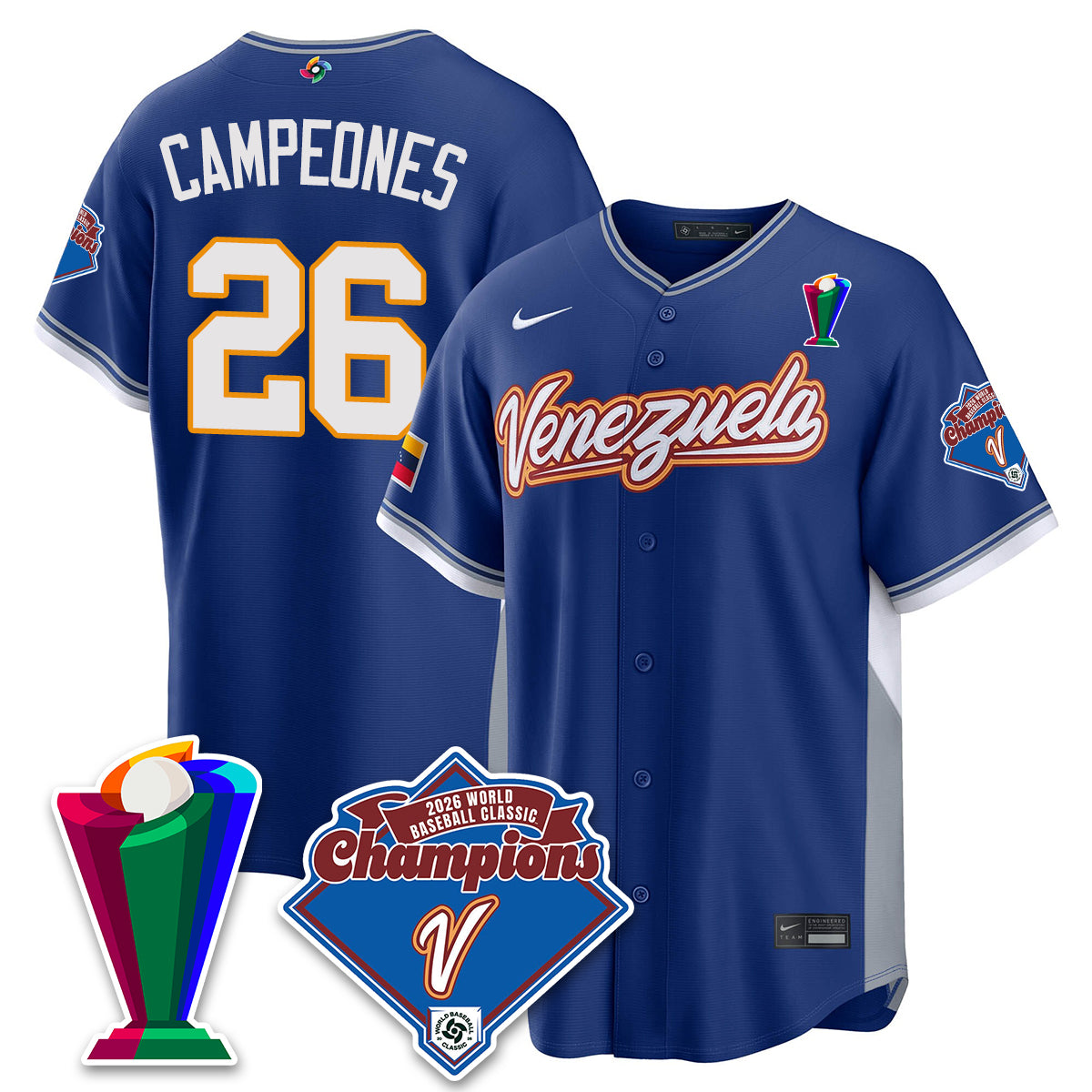 Venezuela Baseball 2026 World Baseball Classic Champions Limited Jersey - All Stitched