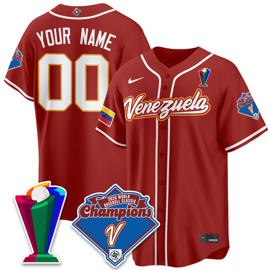 Venezuela Baseball 2026 World Baseball Classic Champions Limited Custom Jersey - All Stitched