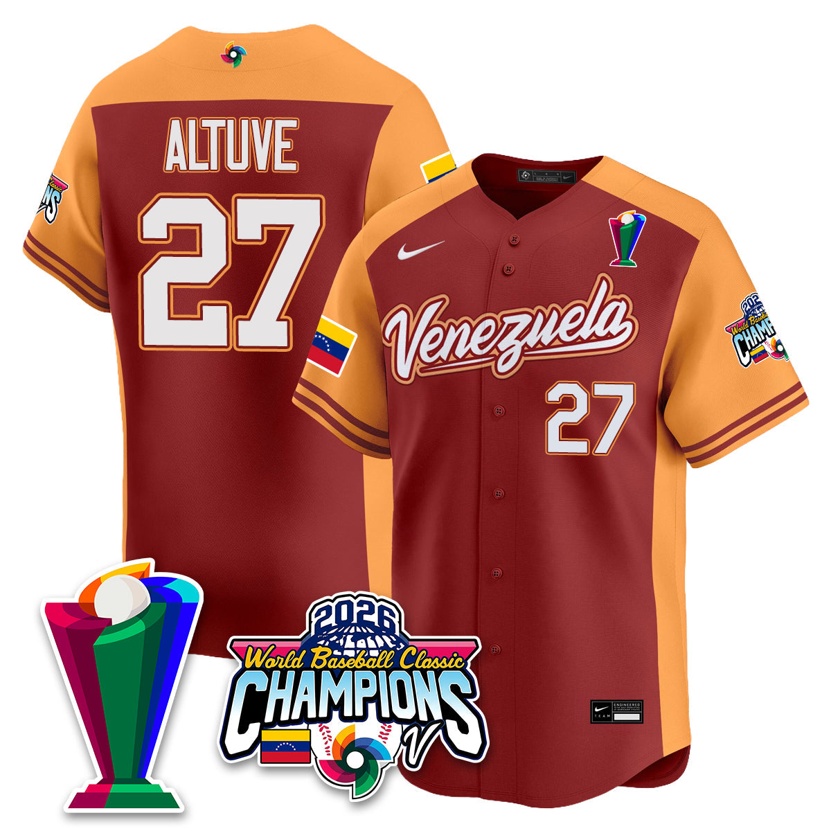 Venezuela Baseball 2026 World Baseball Classic Champions Limited Jersey V2 - All Stitched