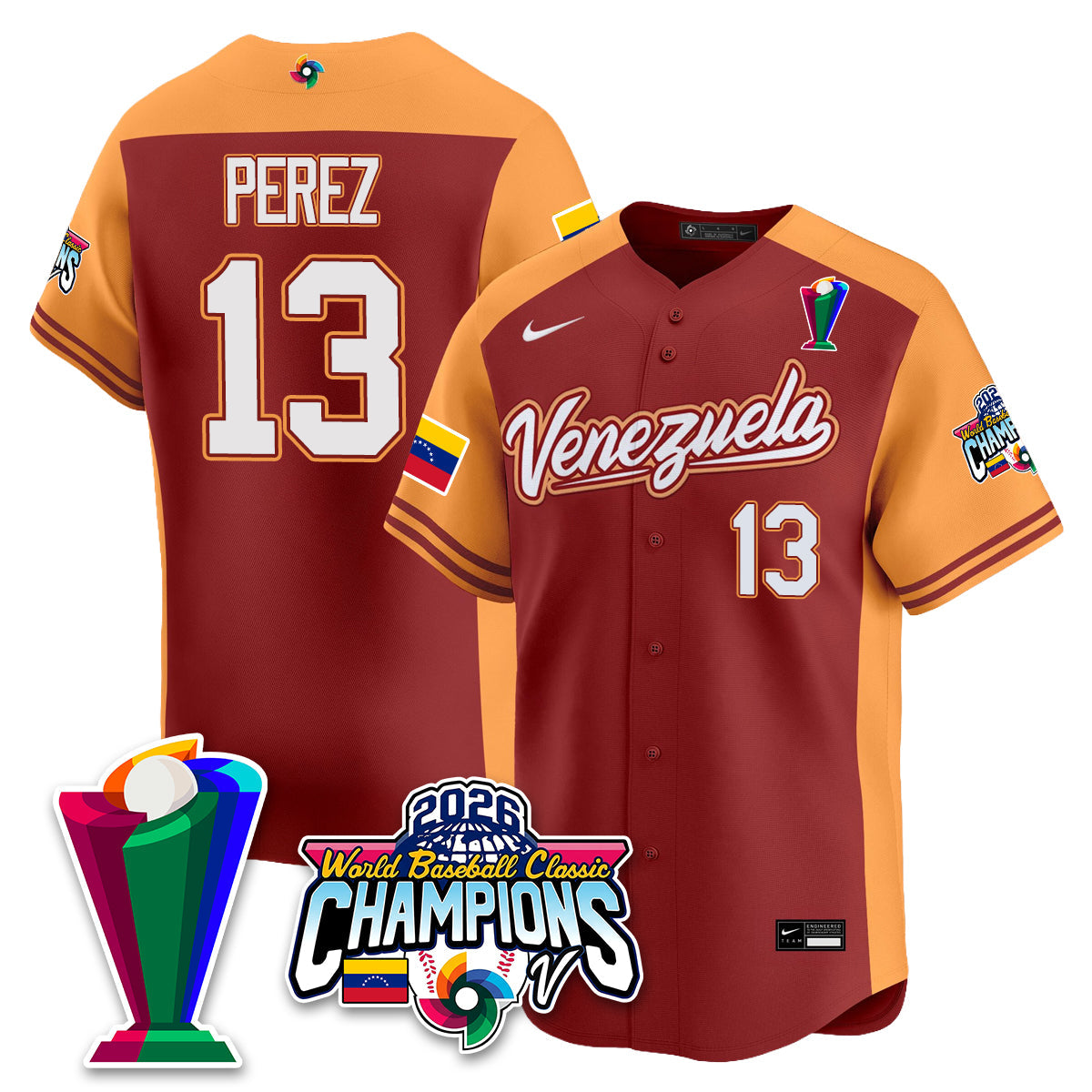 Venezuela Baseball 2026 World Baseball Classic Champions Limited Jersey V2 - All Stitched