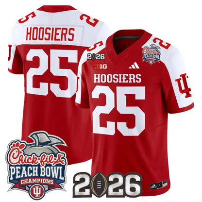 Indiana Hoosiers Peach Bowl Champions & 2026 CFP Finals Patch Vapor Limited Jersey V1 - All Stitched