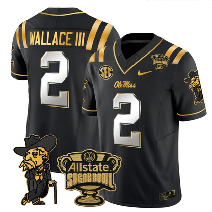 Ole Miss Rebels 2025 Gold Vapor Limited Jersey - Sugar Bowl Patch - All Stitched