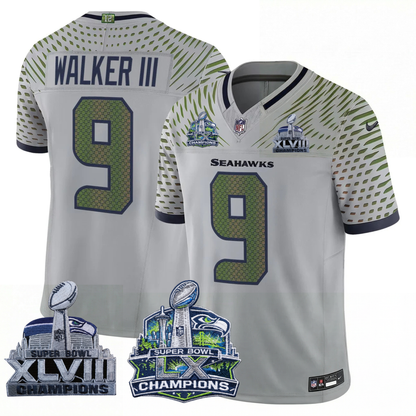 SEA 2x S.Bowl Champions Patch Vapor Limited Jersey - All Stitched