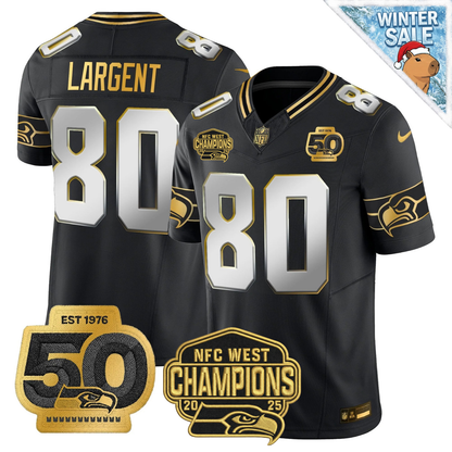 SEA 50th & NFC West Champions Patch Patch Gold Vapor Limited Jersey - Stitched