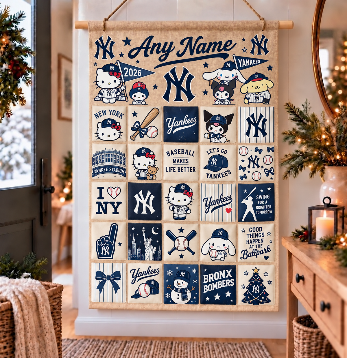 NYY Christmas x Santorini Friends Custom Wall Advent Calendar - Printed V2