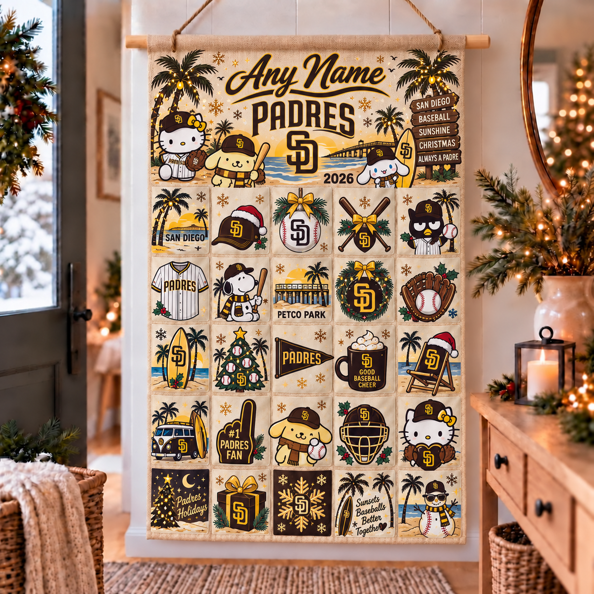 SD Christmas x Santorini Friends Custom Wall Advent Calendar - Printed V3