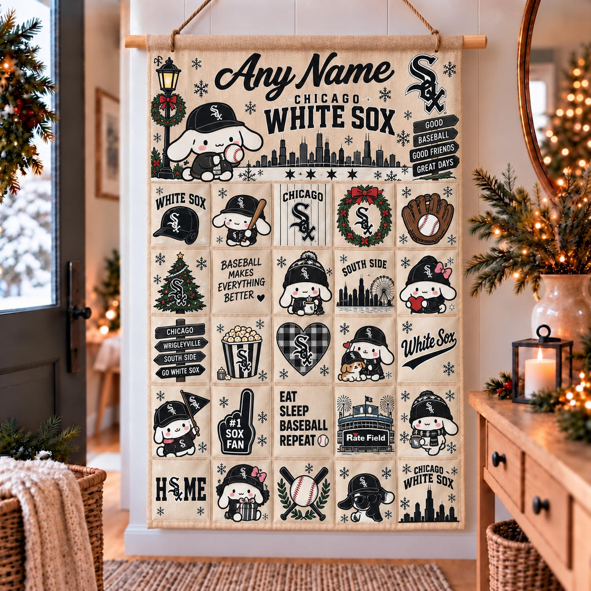 Chicago White Sox Christmas x Santorini Friends Custom Wall Advent Calendar - Printed V2