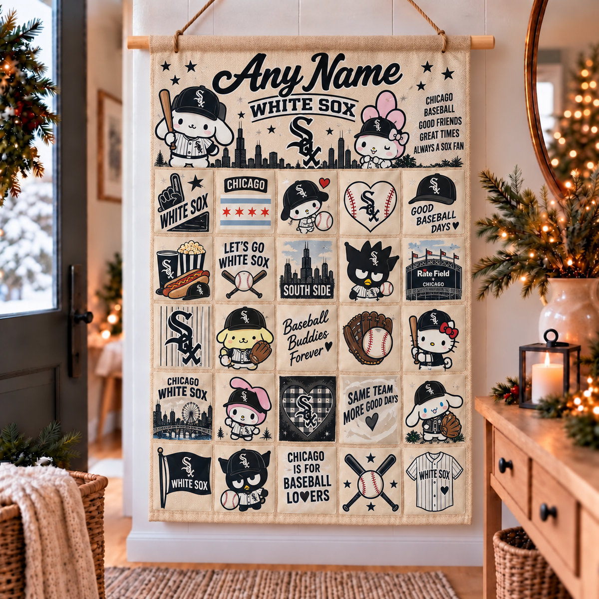 Chicago White Sox Christmas x Santorini Friends Custom Wall Advent Calendar - Printed V3